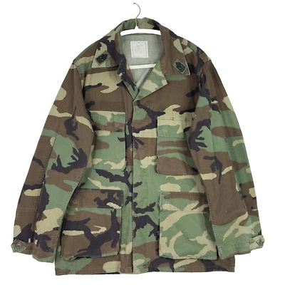 Army BDU Woodland Camouflage camo Twill Military Fatigue Jacket Shirt Medium - Image 1 of 4