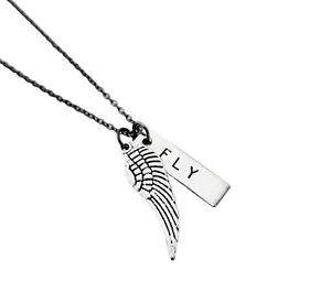 WING FLY Necklace~Inspire~Motivate~Encourage~Pewter Charm~Handcrafted Pendant - Picture 1 of 9
