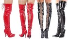 Men’s Unisex Thigh-High Back Lace-Up Stiletto Boots – Over-The-Knee PVC UK 9–12