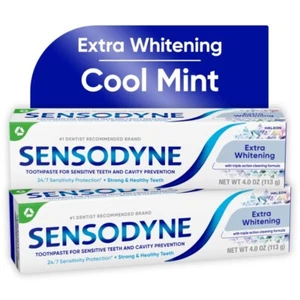 Sensodyne Extra Whitening Sensitive Toothpaste, Mint, 4 Oz, 2 Pack, for Adults - Picture 1 of 7
