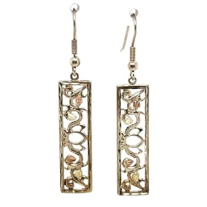 STERLING SILVER & 12KT BLACK HILLS GOLD DANGLE EARRINGS 5.9 GRAMS - Picture 1 of 5
