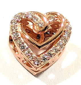 Authentic Pandora Charm, ROSE Sparkling Entwined Hearts, #789270C01 - Picture 1 of 5