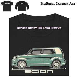 DigiRods Scion xB X B Popular Wagon Model Year Tonal Cartoon Car Black T Shirt - Picture 1 of 7