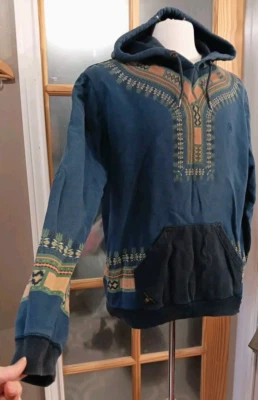 10 Moletom com Capuz Profundo Estampa Total Azul Masculino Tamanho G Tribal Havaiano Exclusivo Raro - Imagem 1 de 4