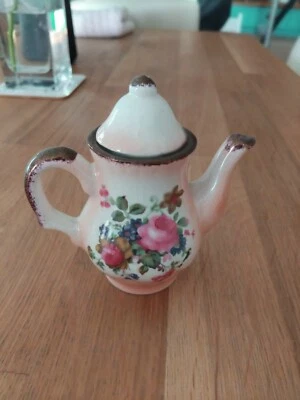 Vintage Floral Coffee Pot Ornament Marwood Pottery Peach - image 1 of 4