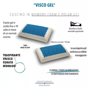 coppia cuscino guanciale memory foam polar gel rinfrescante H13 made in italy - Foto 1 di 4