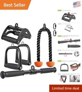 Versatile Home Gym Attachment Set: Tricep Rope, Double D Handle & Straight Bar - Picture 1 of 8