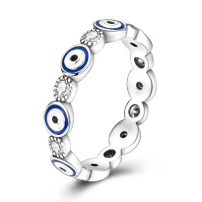 MULA European Finger Ring AAA CZ Eye Faith For Women Jewelry 925 Silver Plated - Image 1 of 4