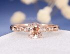 1Ct Round Cut Natural Morganite & Diamond 14K Solid Rose Gold Engagement Ring