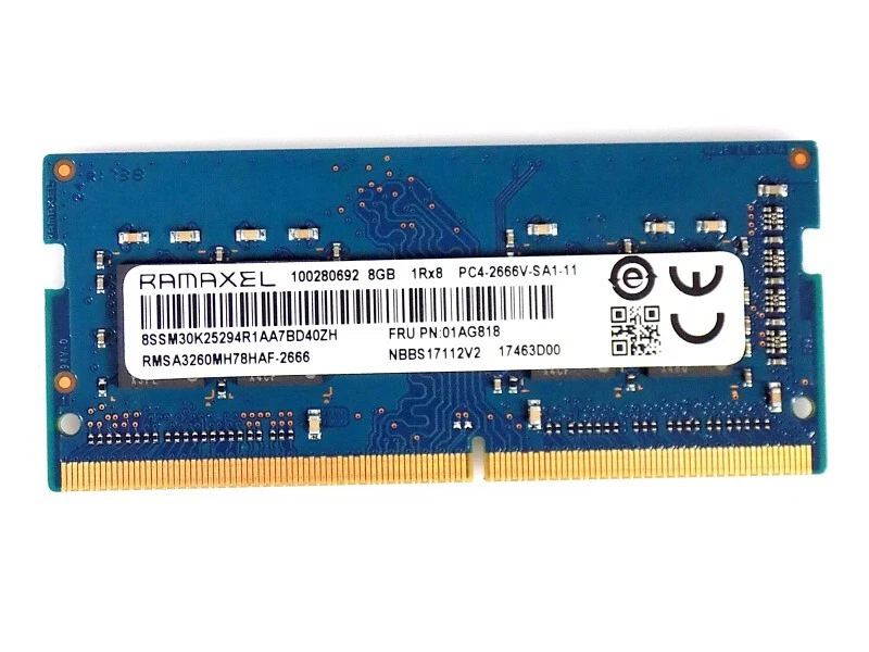 8GB Lenovo 01AG818 RMSA3260MH78HAF-2666 DDR4-2666Mhz PC4-21300S SO-Dimm RAM TOP - Bild 1 von 1