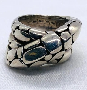 Anillo John Hardy Clásico Guijarro Plata Esterlina Superpuesto Talla 7 - Imagen 1 de 9