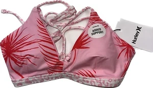 Hurley Women's Pink Printed Quick Dry Swim Surf Top Swimwear Size Medium - Picture 1 of 3