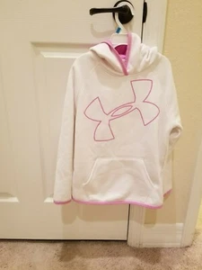 Under Armour Armor Girls Fleece Big Logo Hoodie White Youth Small - Picture 1 of 1