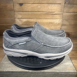 Skechers Mens Size 11.5 Relaxed Fit Elected-Drigo Loafers Gray Canvas 65355 - Picture 1 of 8