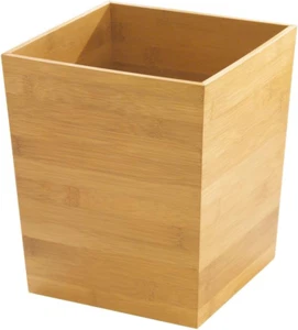 Idesign Formbu Wood Wastebasket, Small Square Trash Can for Bathroom, Bedroom, D - Picture 1 of 12