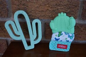 BABY Toy Teether ITZY RITZY Lot Green CACTUS Shape Texture Nuby Teether MITT