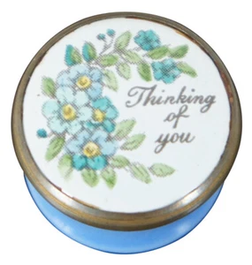 Bilston & Battersea Enamels Halcyon Days Limoges Mini Pill Box Thinking of You  - Picture 1 of 8