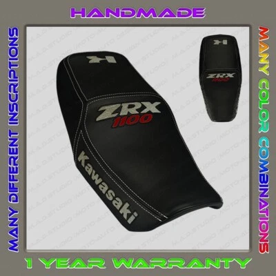 Funda Asiento PERSONALIZADA (Negro+Dorado-Cereza+Blanco-Roscas) KAWASAKI ZRX1100 (1999-2000) Foto 1 de 4
