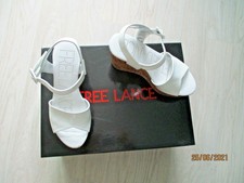Summer/100% leather white/barefoot wedges 10cm cork "freelance" p35 com9