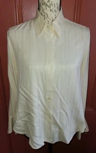 Blusa De Colección Lauren Ralph Lauren Manga Larga Marfil Seda Puño Francés, Talla 8P - Imagen 1 de 19