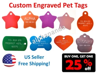 Personalizado Grabado Personalizado Mascotas Nombres Etiquetas Identificaciones Perros Gatos Collares Dijes 2 LADOS Foto 1 de 4