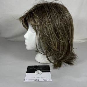 Toni Brattin braun blond stilvoll Shag normale Größe HF mittellange Perücke neu mit Etikett - Bild 1 von 8