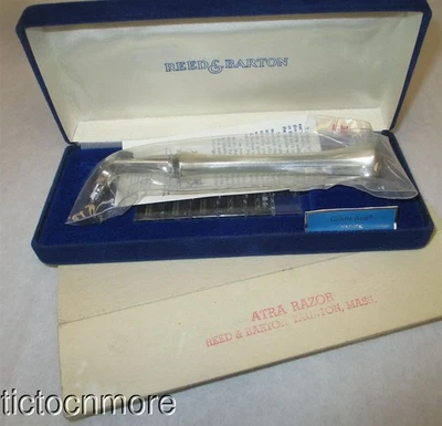 VINTAGE ORIGINAL REED & BARTON STERLING GILLETTE ATRA RAZOR MIB BOX SET - Image 1 of 4