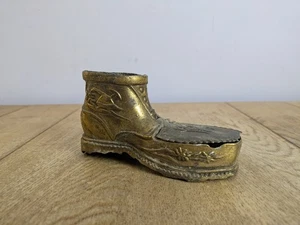 Vintage Brass Boot Ashtray Mid Century Shoe Ornament Collectable Trinket Dish - Picture 1 of 9