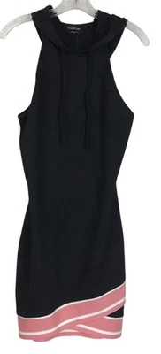 Bebe Dress Womens Size Small S Black Pink Hooded Sleeveless Stretch - Image 1 of 4