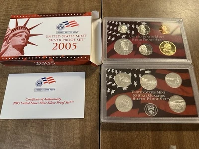 Juego de 11 monedas de diez centavos Kennedy 2005-S US Mint 90 % PLATA CERTIFICADO DE AUTENTICIDAD OGP State Quarters Foto 1 de 2