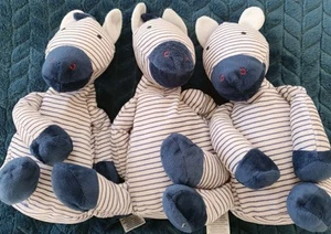3 x M&S Blue Zebra Pony Soft Toy Chime Rattle 07949081 - Picture 1 of 5