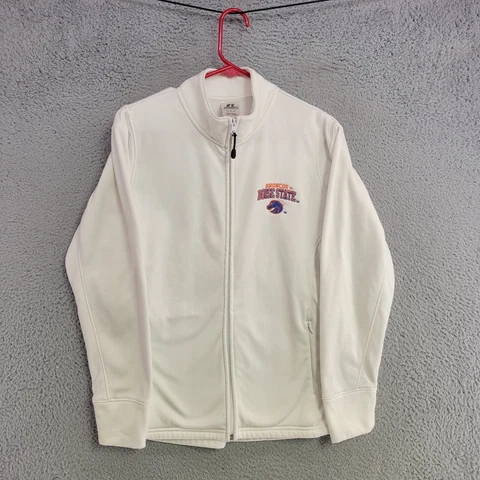 Boise State Broncos Sweater Womens M Medium White Pullover Sweatshirt 1/4 Zip Cover