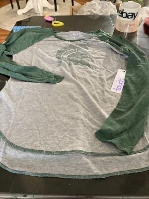 WOMENS TOUCH BY ALYSSA MILANO MICHIGAN STATE LONG SLEEVE SHIRT LARGE L GRAY NWT  - Image 1 of 3
