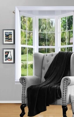 MICRO-PLUSH BLANKET SUPER COZY SOFT AND EASY CARRY SOLID SMALL THROW BED BLANKET - Image 1 of 2