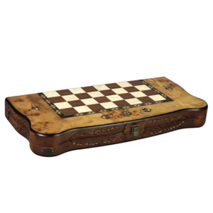 Helena Carved Bird Eye Maple Backgammon Set 20 Inch - Picture 1 of 6