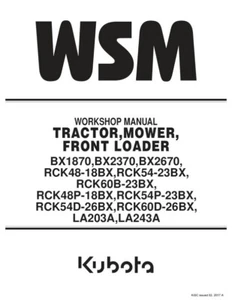 Manual de servicio Kubota BX1870 BX2370 2660 RCK48 RCK54 60B 48P 54P LA203A LA243A - Imagen 1 de 8