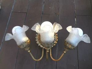 Vintage art nouveau style,Electric Fixture,Bronze Aplique 3 light,Virden Light#W - Picture 1 of 12