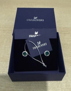 Swarovski Una Angelic stud earrings Round cut Green Rhodium plated 5646714 - Picture 1 of 5
