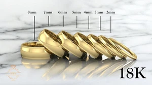 18K Yellow Solid Gold Low Dome Step Wedding Band Ring - Comfort Fit Polished New - Picture 1 of 10