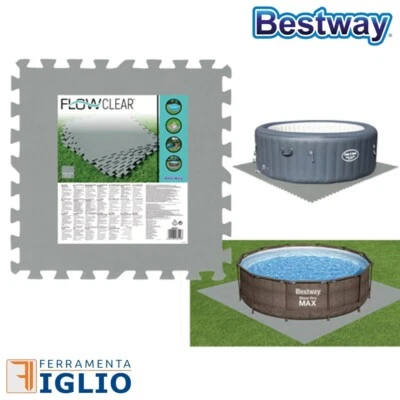 Tappeto Tappetino di Protezione Fondo Piscina Sotto Piscina Puzzle 9pz 50x50 cm - Immagine 1 di 4