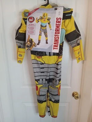 Transformers Bumblebee Costume Boys Size S/P 4-6 Muscle Halloween Disguise NEW - Image 1 of 4