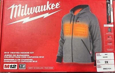 New! Milwaukee M12 Men's Heated Hoodie Kit Gray (306G-212X) - Image 1 of 2