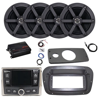 JBL Marine Radio, ANT, Amplificador con Kit, 4x 6.5" 100W Altavoz Negro, Bisel Spa, Adaptador Foto 1 de 4