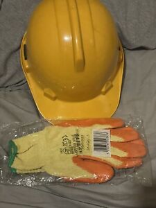 Protector Tuffmaster Helmet HC415 & Keepsafe Builders Grip Gloves Yellow Size 10