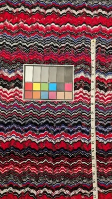 Black/Fuchsia/White/Purple/Gray Flame Stitch Print Stretch Lace 59"W - 1 yd+ - Image 1 of 4