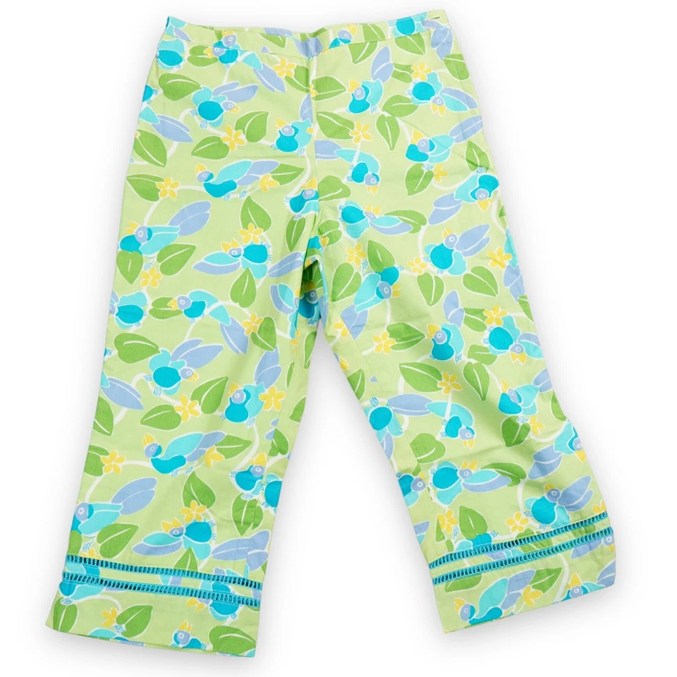 De Colección Pantalones Lilly Pulitzer Niñas 12 Verde Azul Tucán Capri Pies de Lilly Tropical Foto 1 de 4