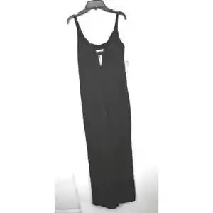 Jump Apparel Womens Black Solid Sleeveless V-Neck Wide Leg Cut Out Jumpsuit L - Picture 1 of 2