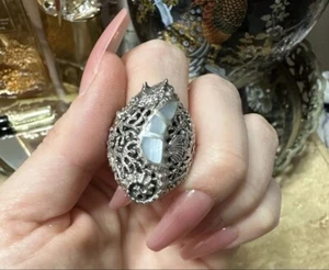 Artisan of bali sterling silver mother of pearl seahorse ring - Picture 1 of 4