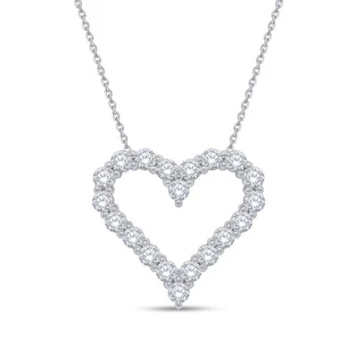 Collar colgante de corazón abierto de diamantes de 2 quilates de oro macizo de 14 k cultivado en laboratorio Foto 1 de 4