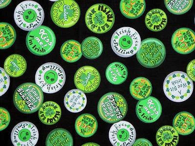 QUILTING TREASURES FAT QUARTER ST PATRICKS DAY IRISH EYES ARE SMILING SHAMROCK QUILTING FABRIC FQ